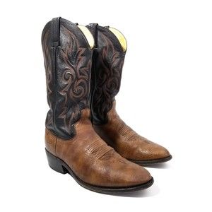 Dan Post Aged Bull Shoulder Leather Cowboy Western Boots